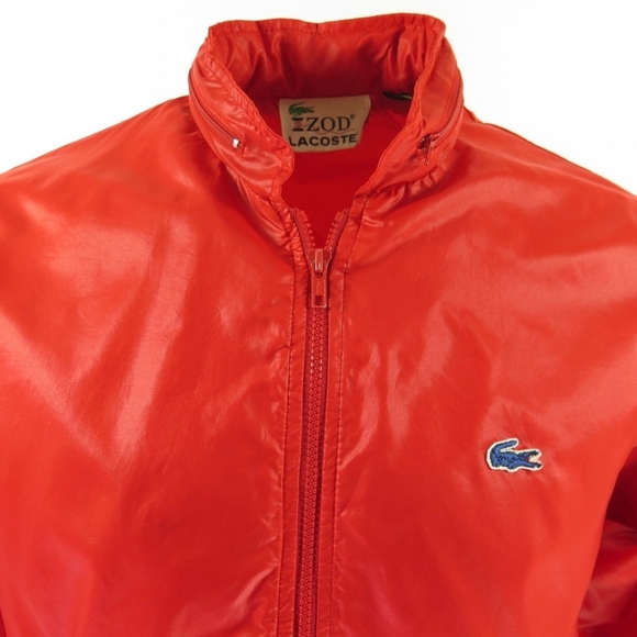 Vintage 80s Izod Lacoste Red Nylon Rain Jacket L - Picture 11 of 12